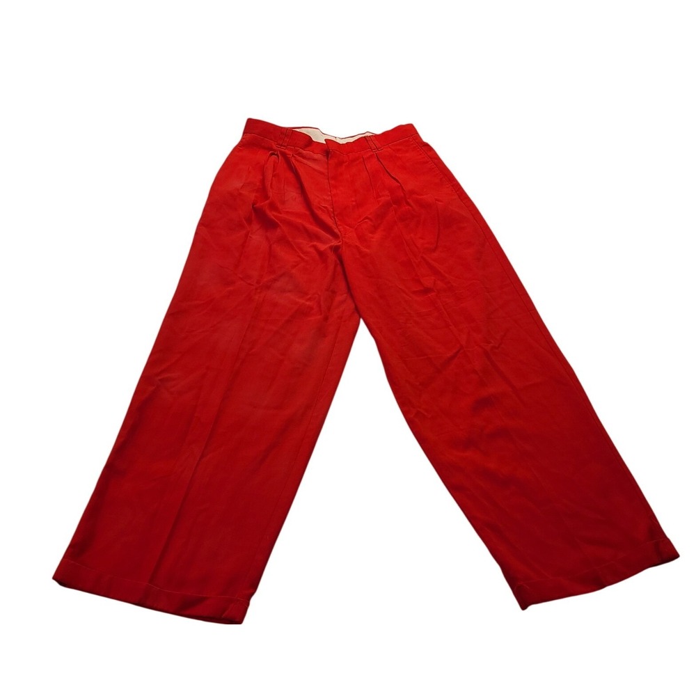 Smokey Joe's Red Pleated Trousers Men's 32x28 Vintage Wide Leg Cuffed Pants